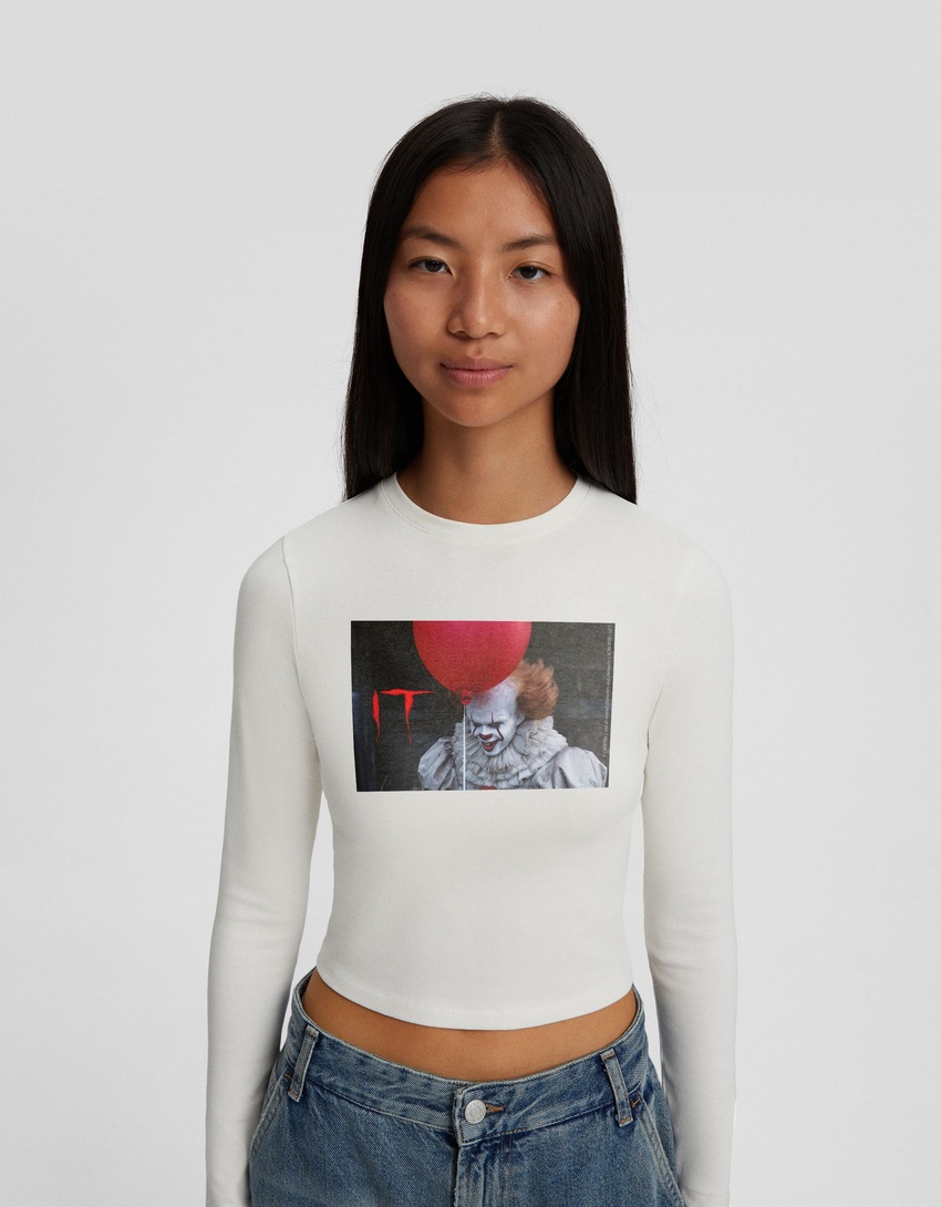 Camiseta de manga comprida com estampa de TI