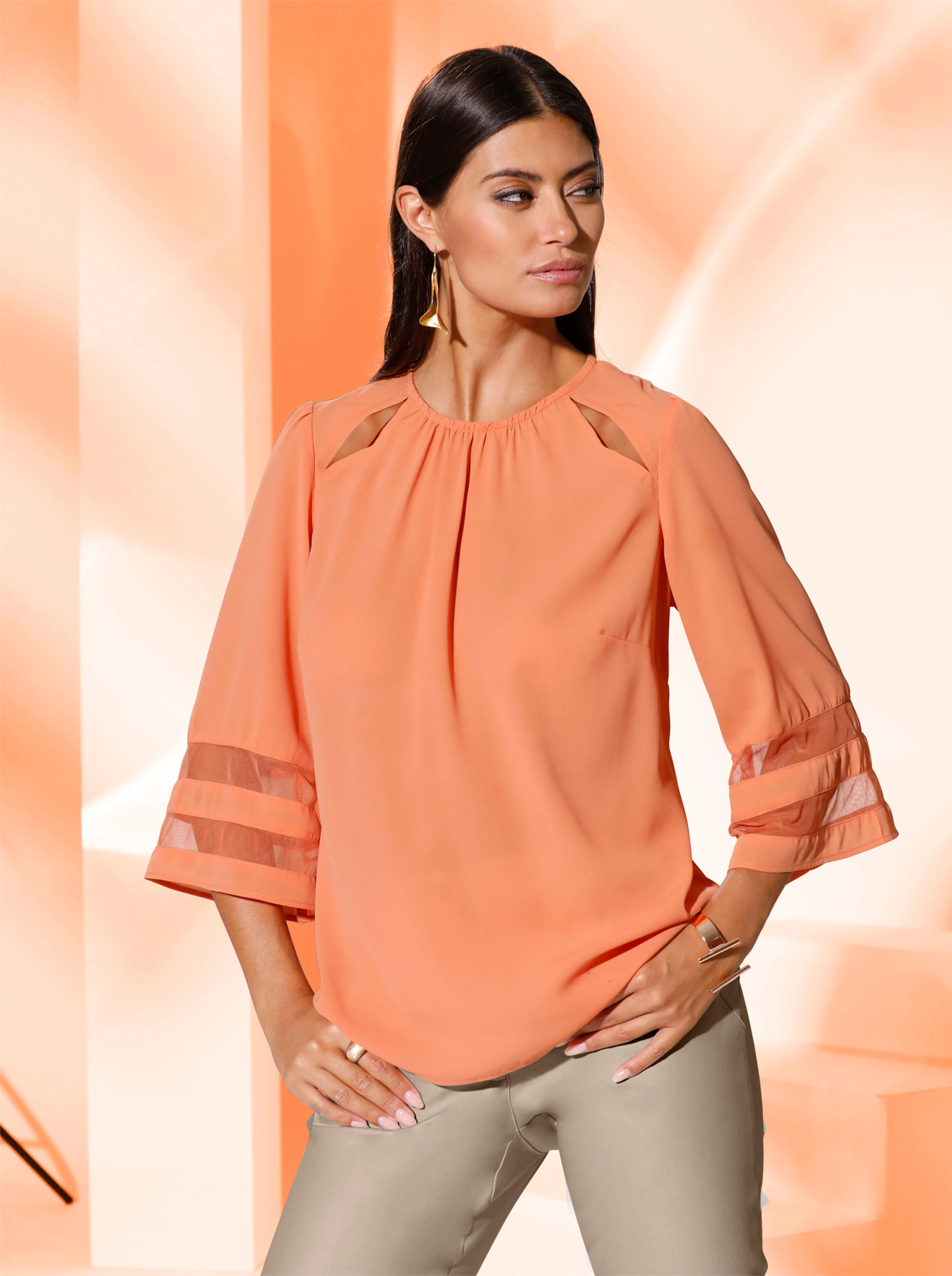 Bluse in papaya
