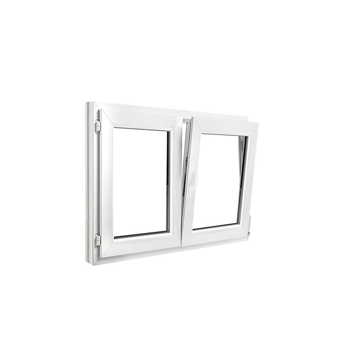 Fenêtre PVC 2 vantaux oscillo-battant GoodHome blanc - l.100 x h.75 cm