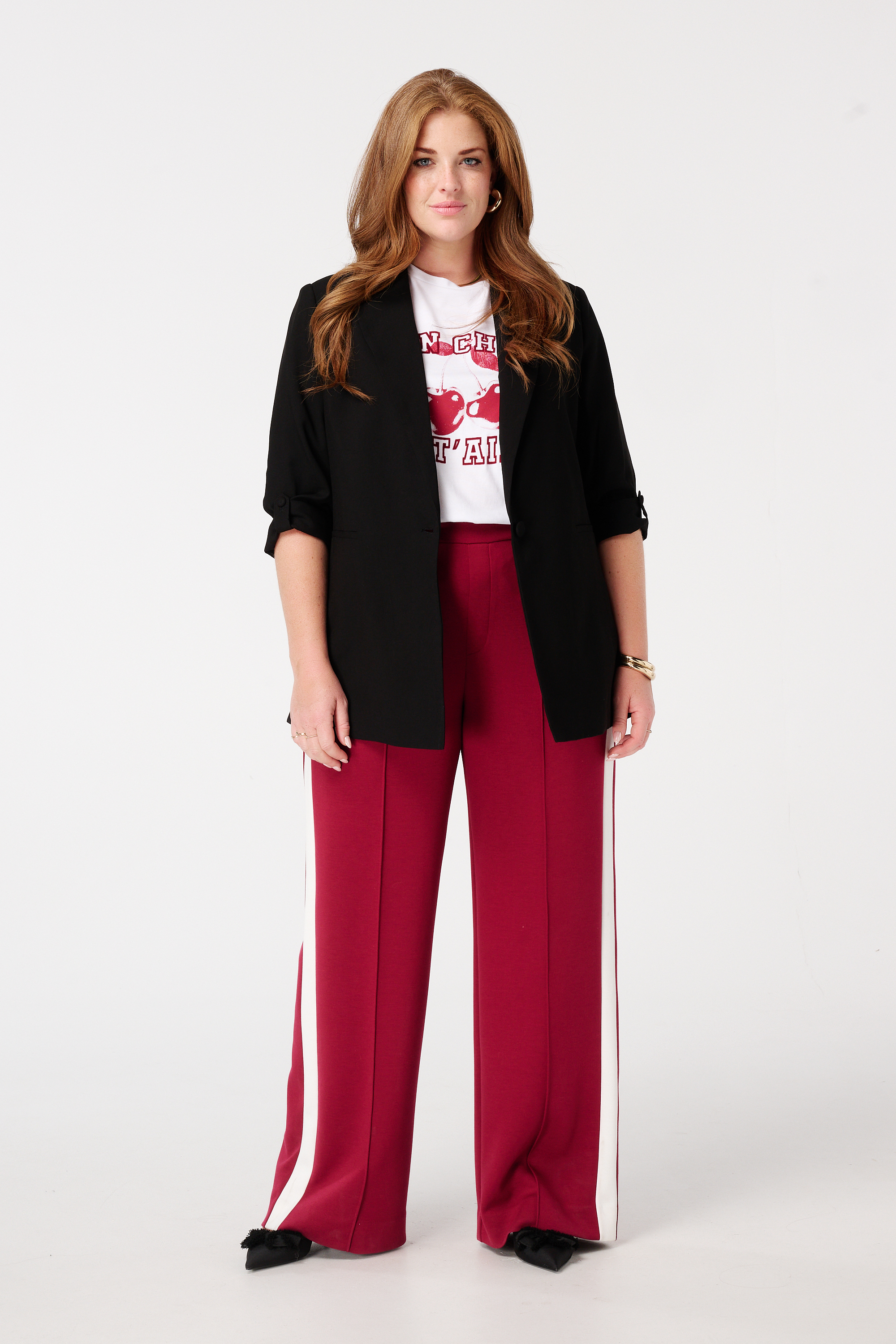 Blazer met opgerolde mouw Zwart