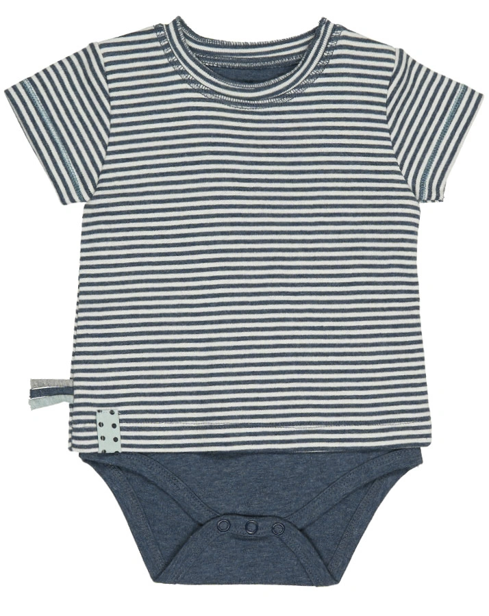 Kurzarm-Bodyshirt KUTAY gestreift in indigo melange