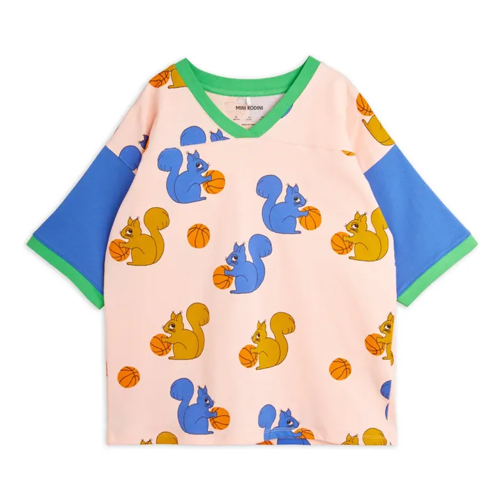 Mini Rodini T-Shirt Coupe Ample Ecureuils Coton Bio | Rose pâle