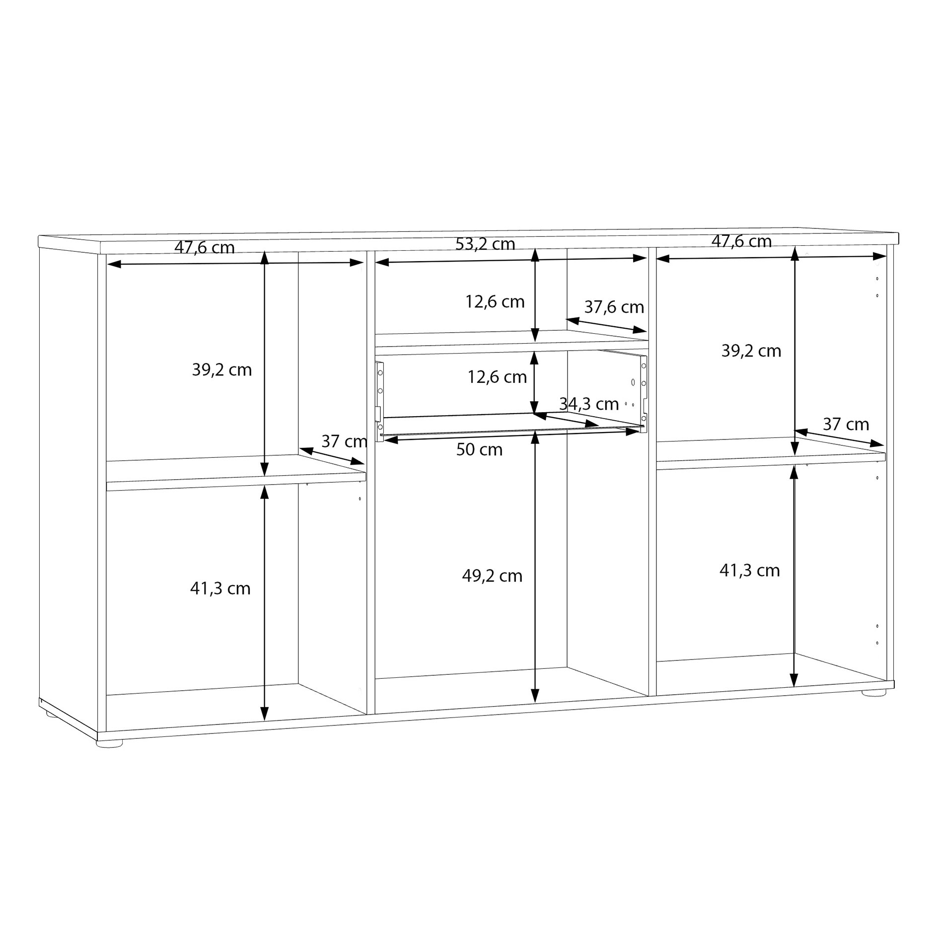 Sideboard - weiß - Artisan Eiche - 154 cm breit