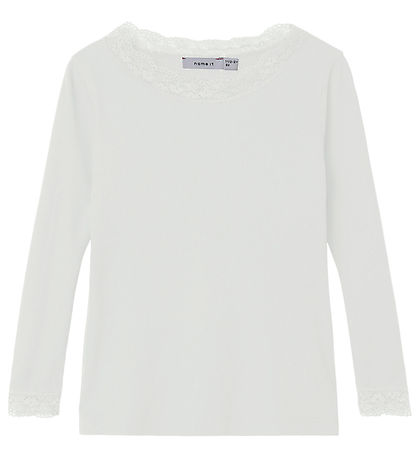 Name It Bluse - Rib - NmfNamma - Bright White m. Blonder