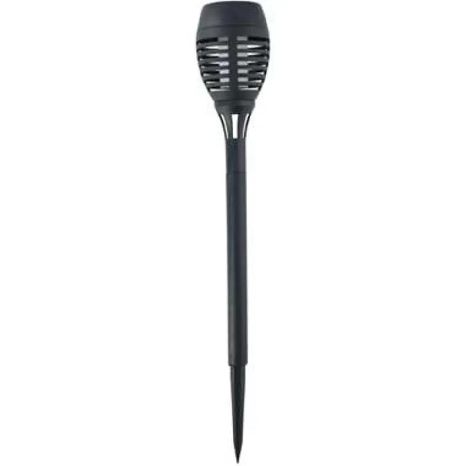 Grundig Tuinfakkel - solar - vlam effect - zwart - 48 cm