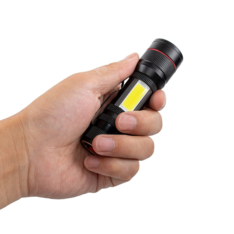 (2er Set) 800LM LED Aluminium USB Mini Taschenlampen - Schwarz