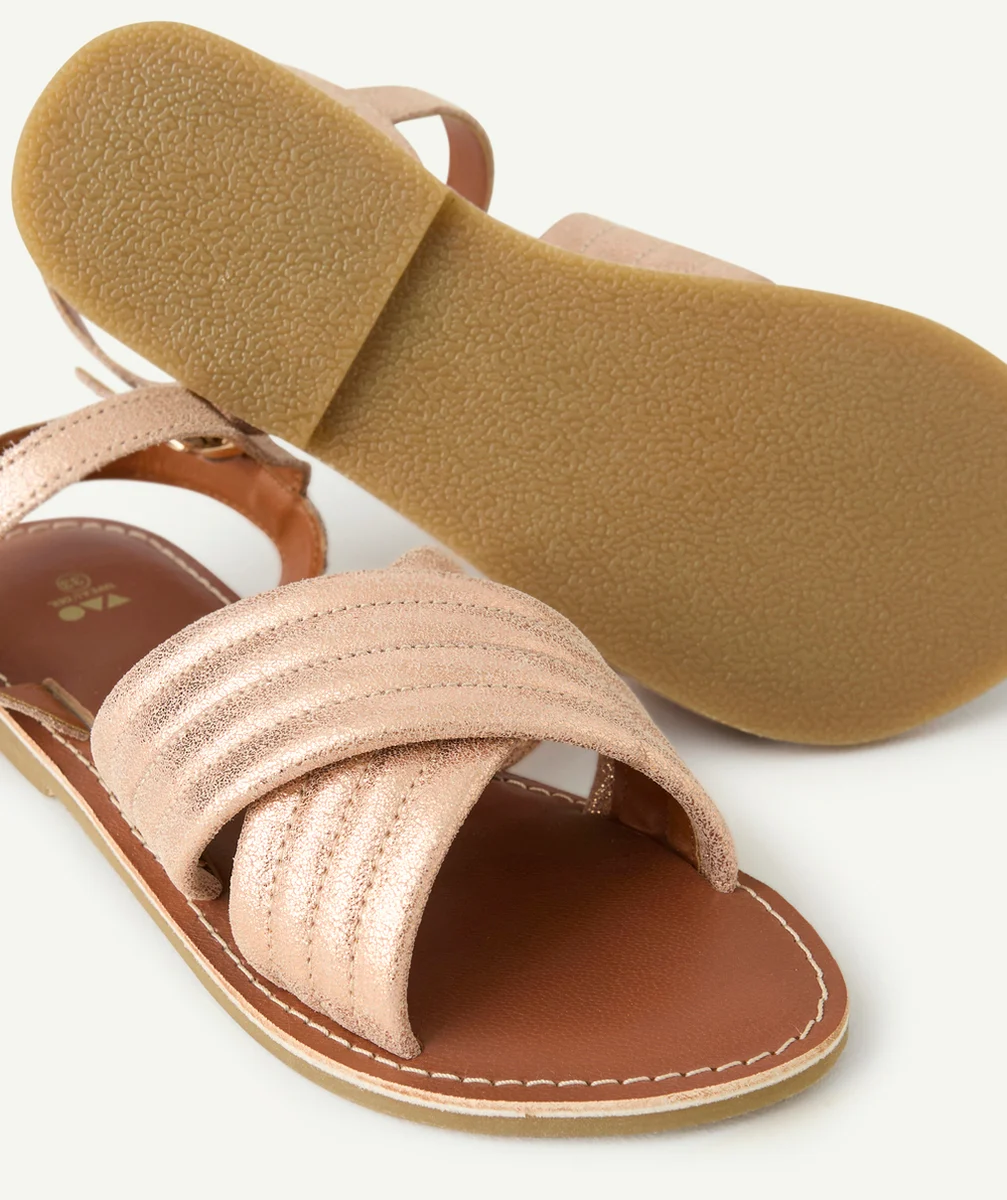 sandales fille couleur rose doré avec lanières