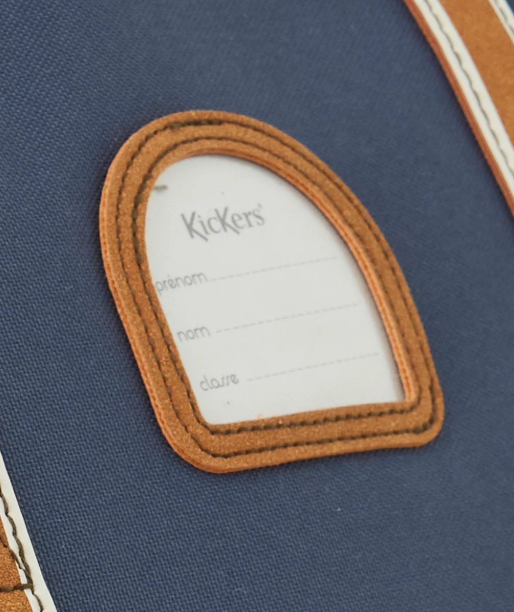 KICKERSCARTABLE BLEU MARINE ET MARRON AVEC DOUBLE SOUFFLET