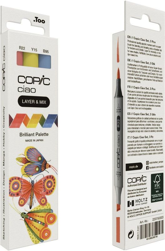 Copic Ciao - Marker - 3 Kleuren - Alcoholbasis - Flexibele Punt