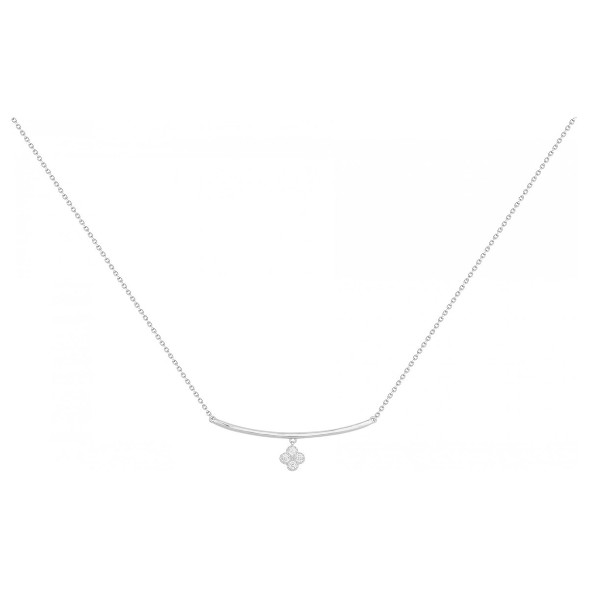 Collier mono-motif en Argent avec oxyde de zirconium blanc