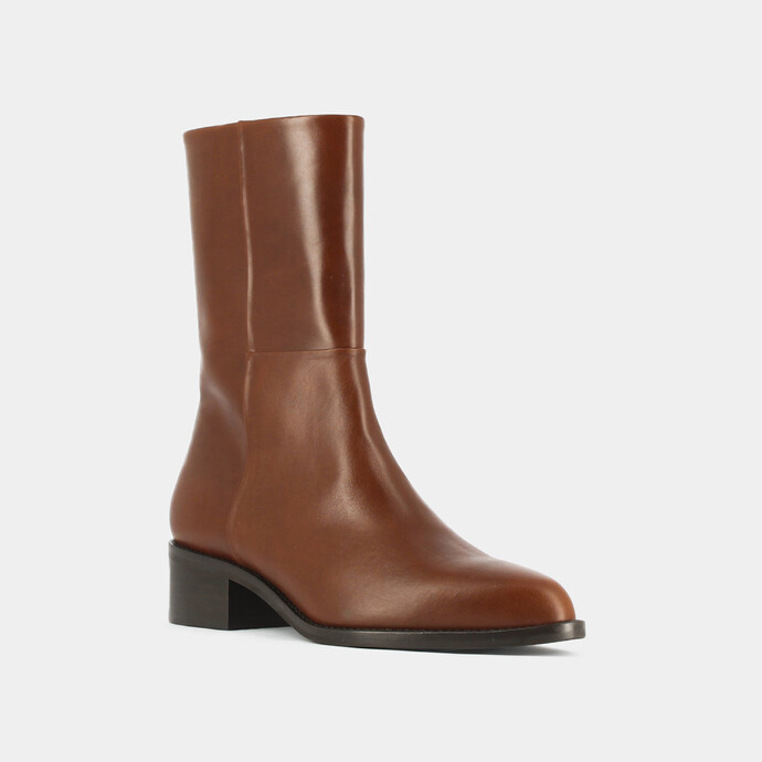 Bottines à talons  en cuir marron