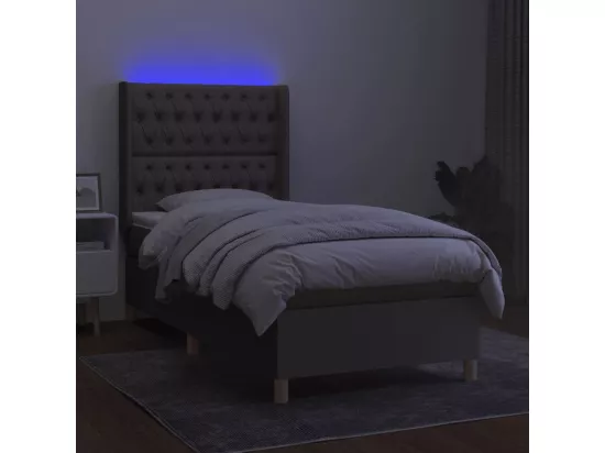 Sommier tapissier avec matelas et LED Taupe 90x190 cm Tissu