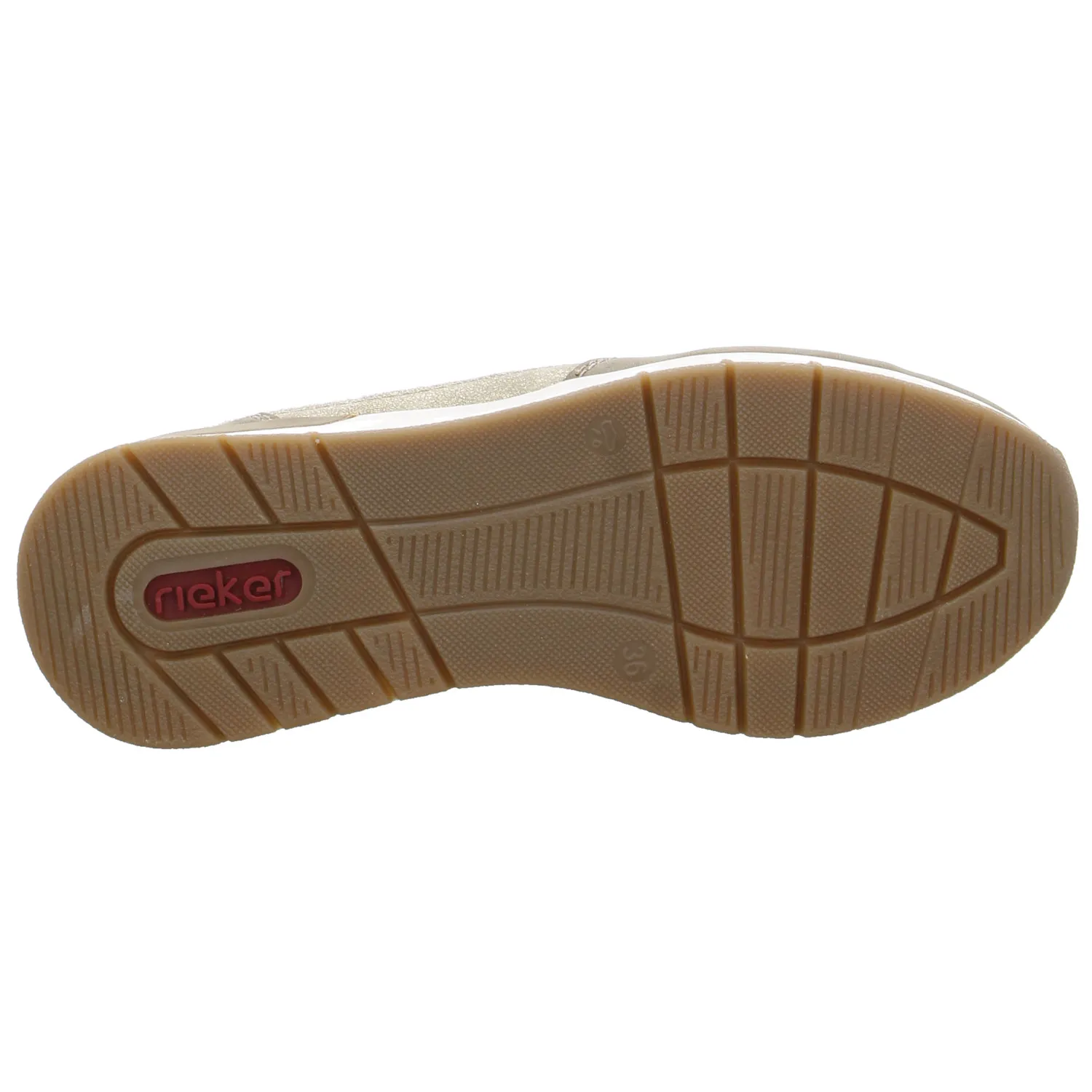RIEKER Comfort-Schnürer Beige Lederimitat  mit Wechselfussbett