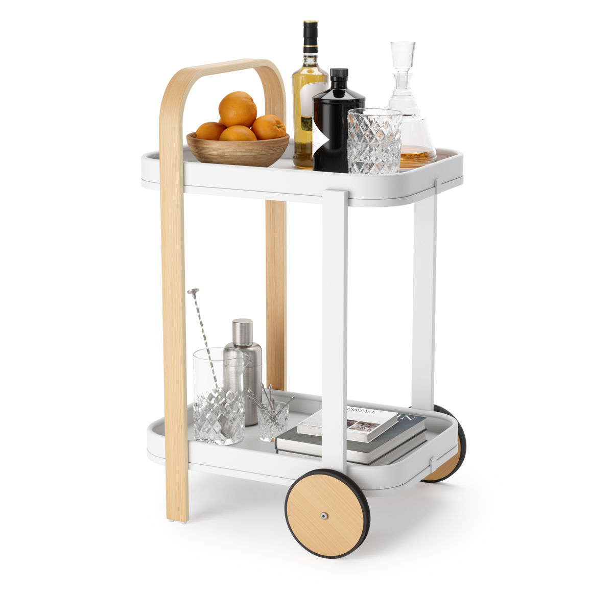 Trolley Bellwood bar en serveerwagen wit/naturel