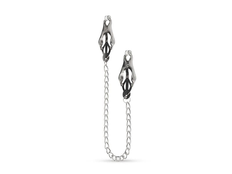Easytoys Fetish Collection Japanische Kleeklammern mit Kett Metallklemmen für die Nippel für erotische Bondage-Spiele