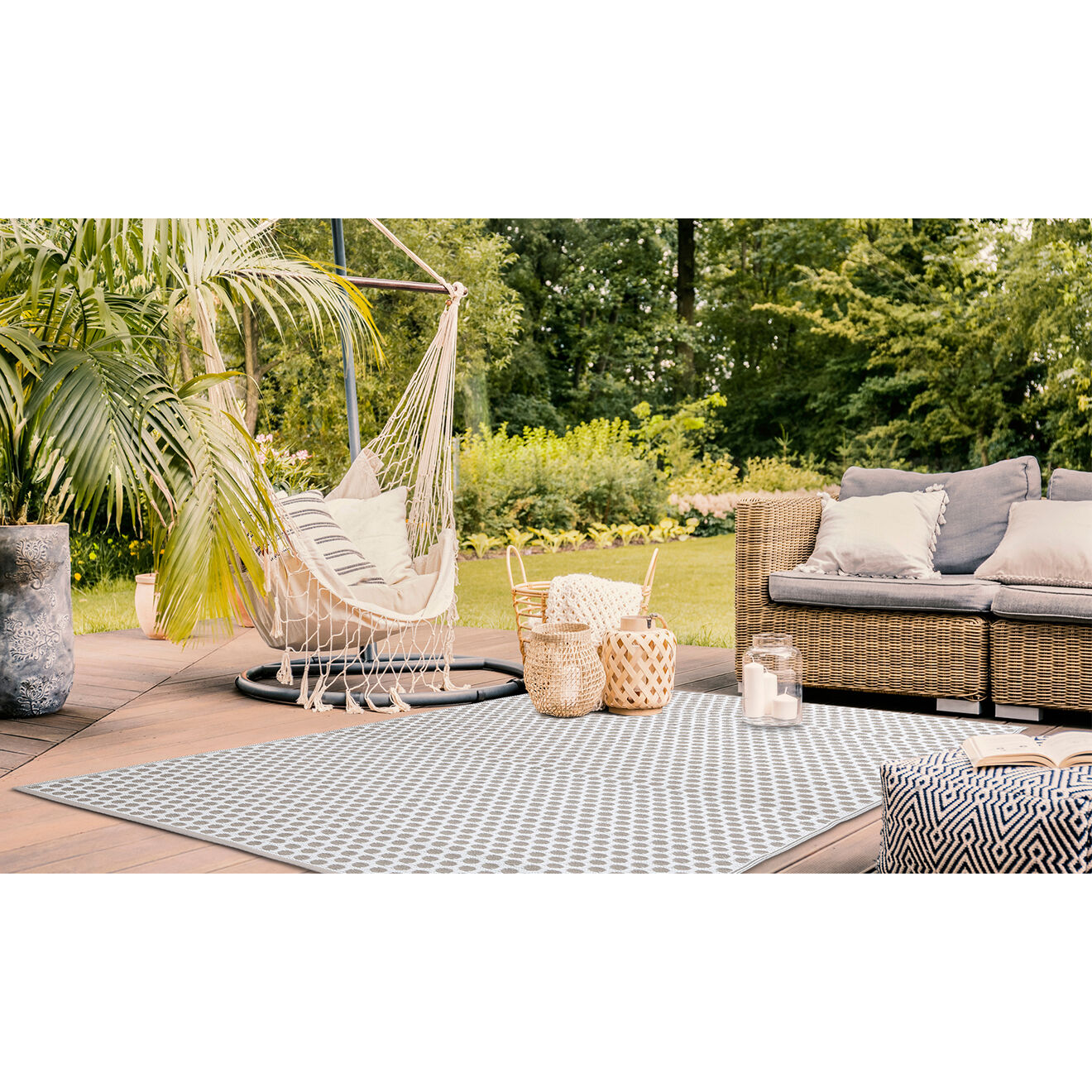 Pratik Garden Tapis extérieur manila blanc/beige - 160x240 cm