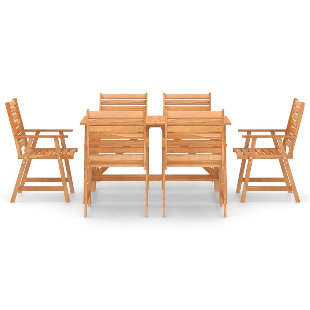 Mobilier de salle à manger de jardin 7 pièces bois d'acacia solide