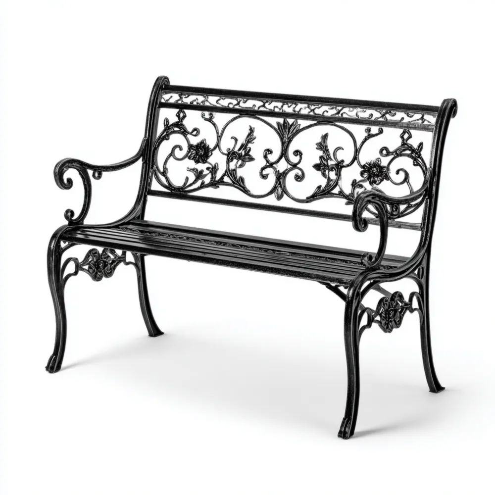 Gartenbank aus Gusseisen 120x55x80 cm – Schwarz – Klassisches Design