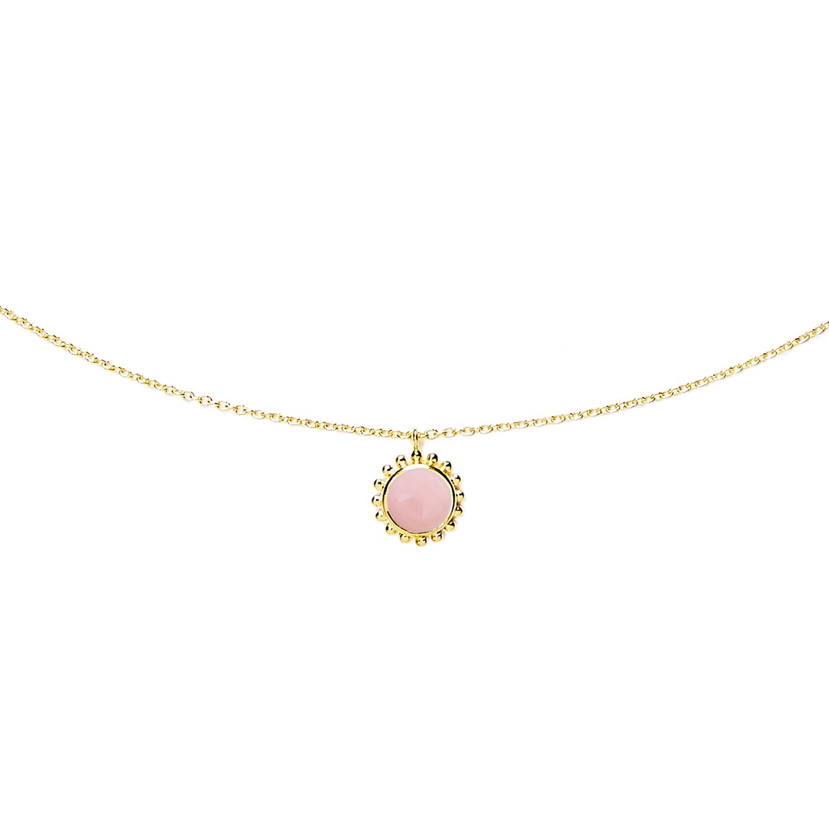 Collier Surya Grand Soleil et Opale Rose