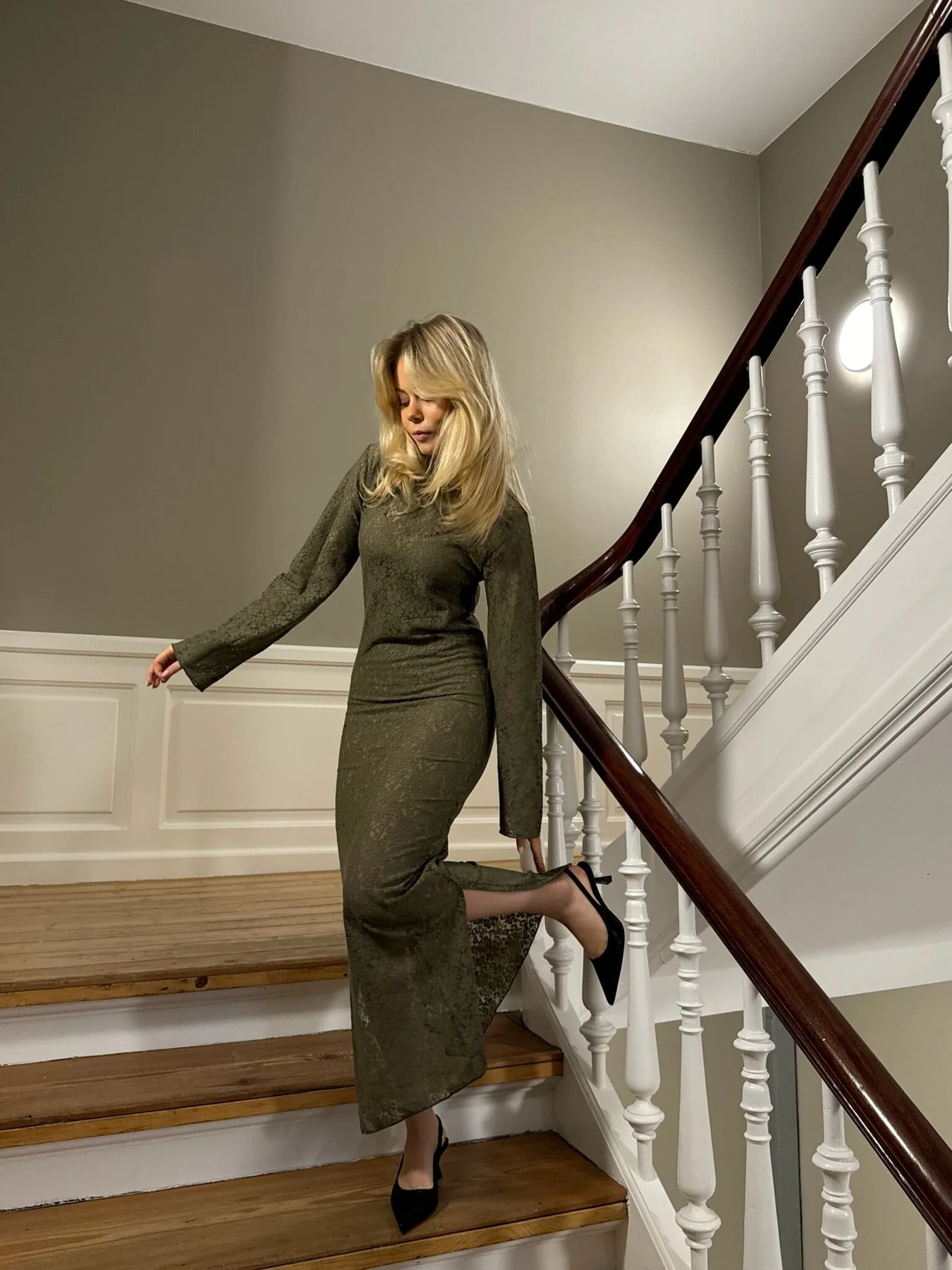 BYIC Leaic Lace Dress a army