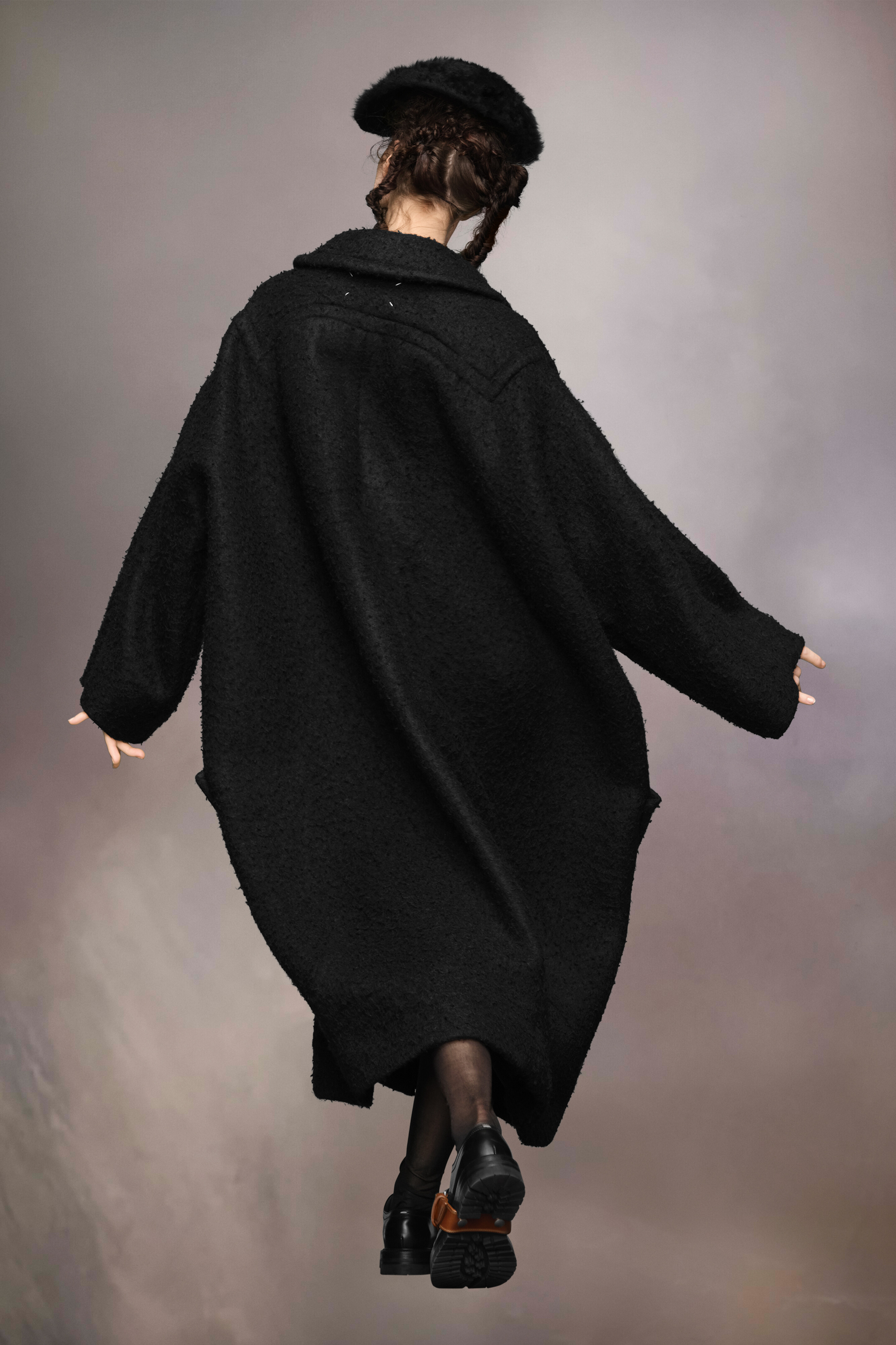 Manteau en mohair bouclé Noir