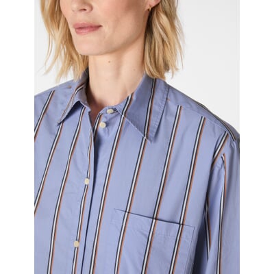 Damen-Hemdbluse gestreift, Hellblau