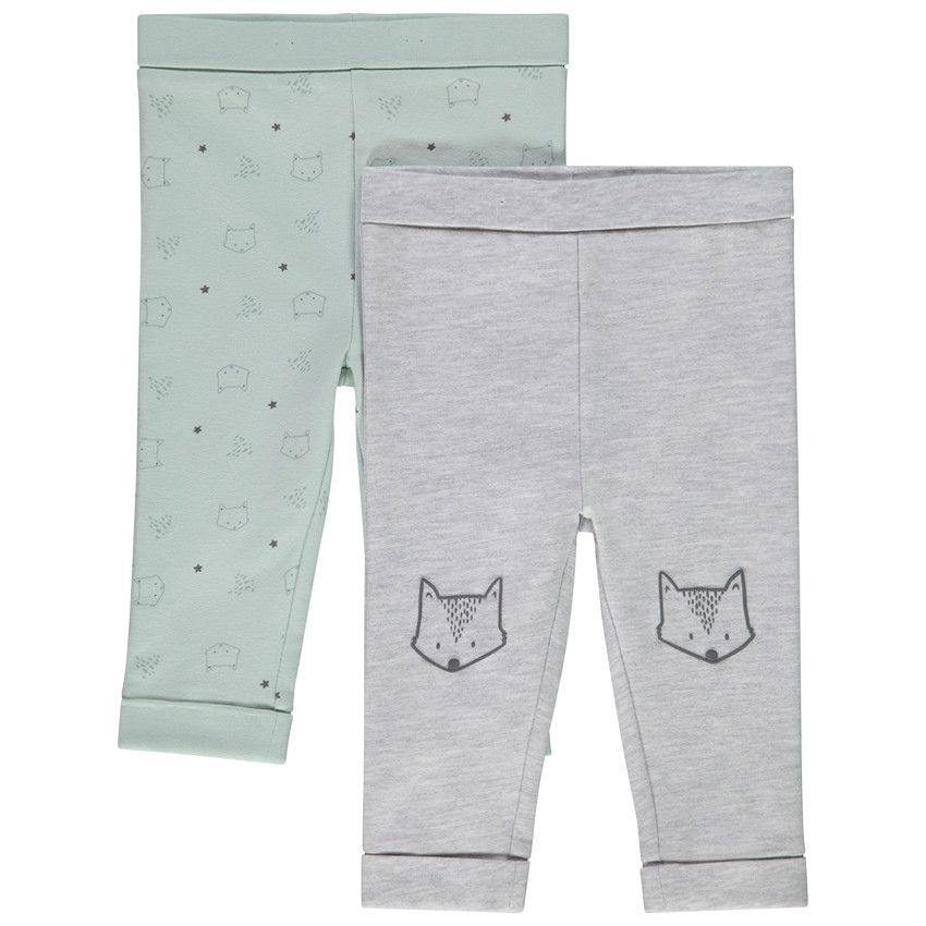 Lot de 2 caleçons en french terry motifs renard pour bébé garçon - Gris clair