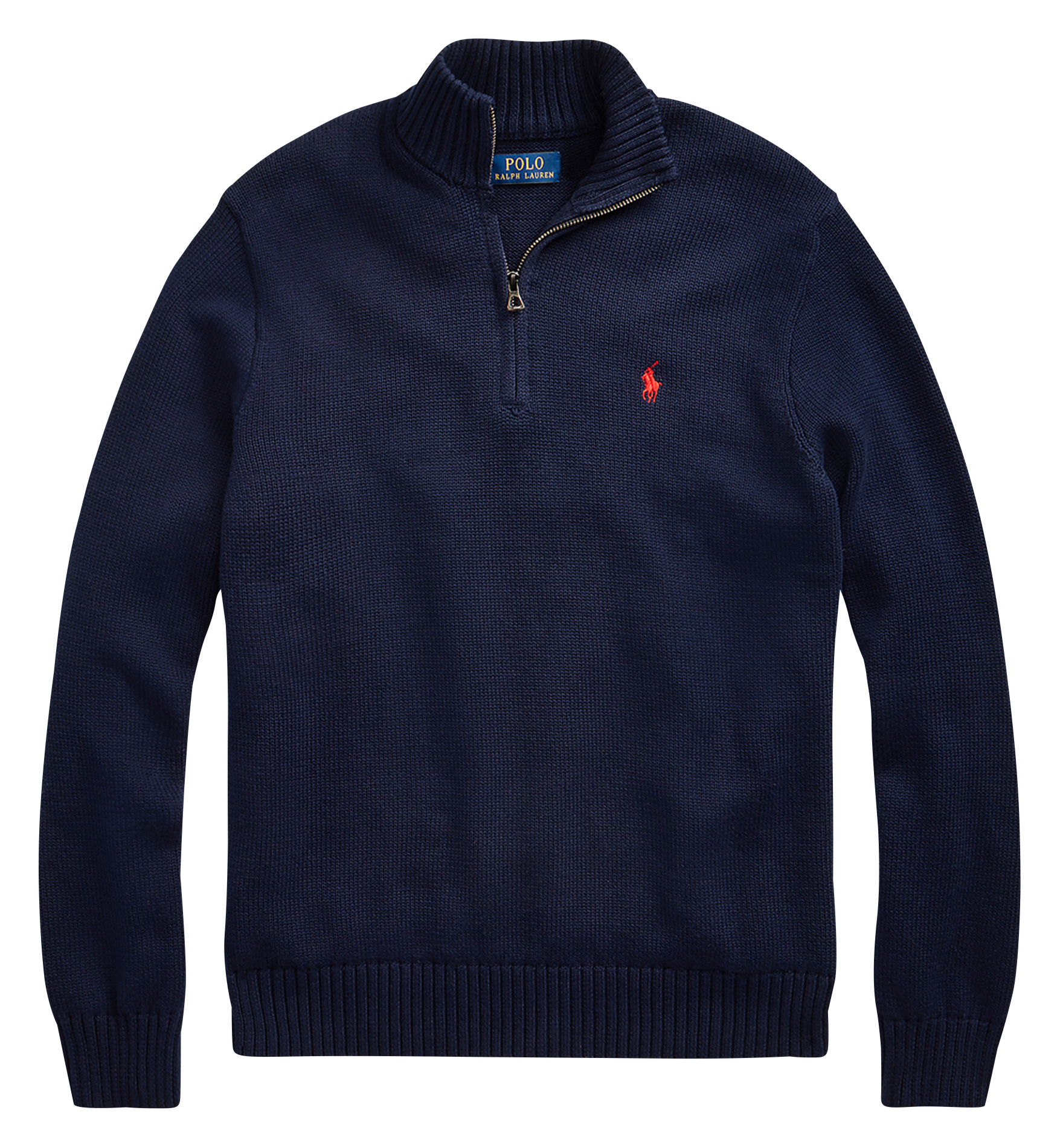 Pull col zippé en coton | Bleu
