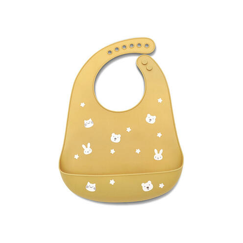 Bavoir silicone avec récupérateur JAUNE - LORELLI