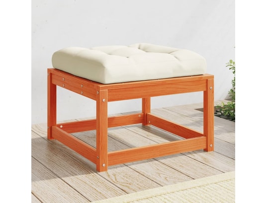 VIDAXL - Pouf Repose-pied de jardin avec coussins bois massif de pin