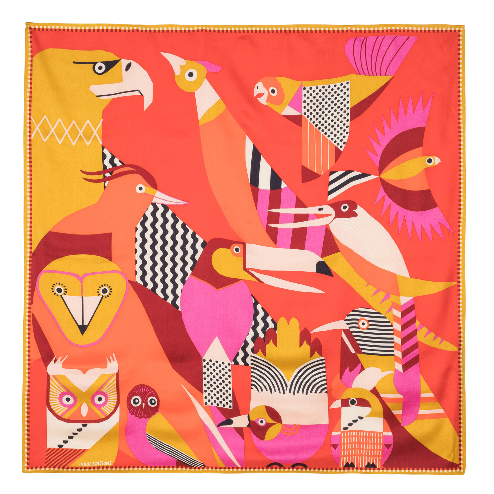 TRIBU - Foulard en soie mélangée imprimé | Rouge