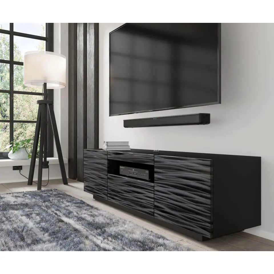 AURA TV-meubel 150 cm universeel sahara zwart  LED