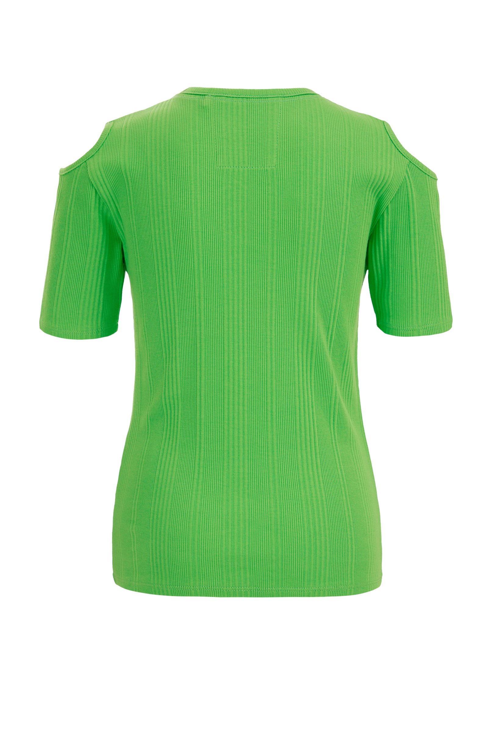 Meisjes T-shirt van ribstof WE Fashion Felgroen