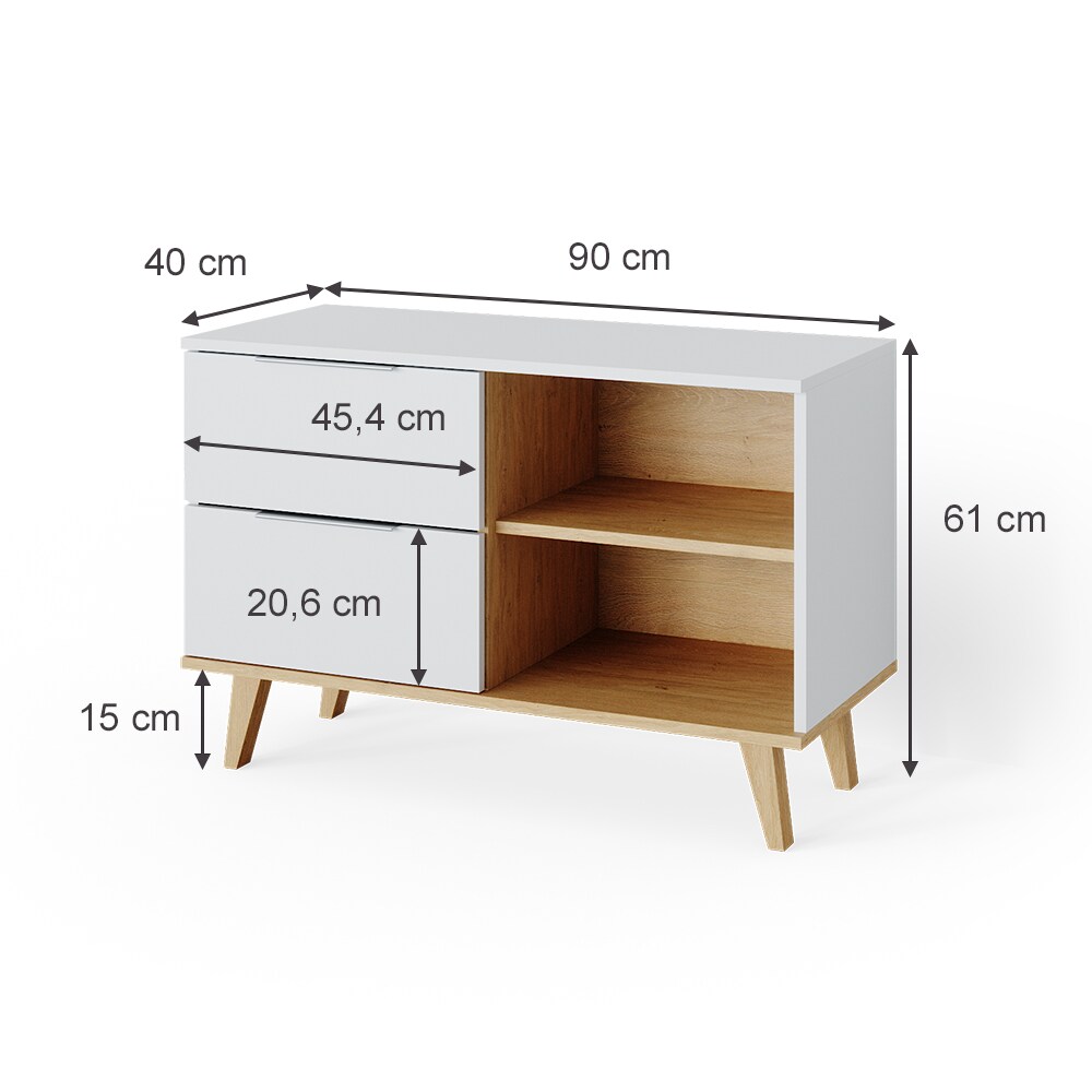 VICCO Kommode Nautica Sideboard weiß Eiche Anrichte Schrank Schublade Skandi