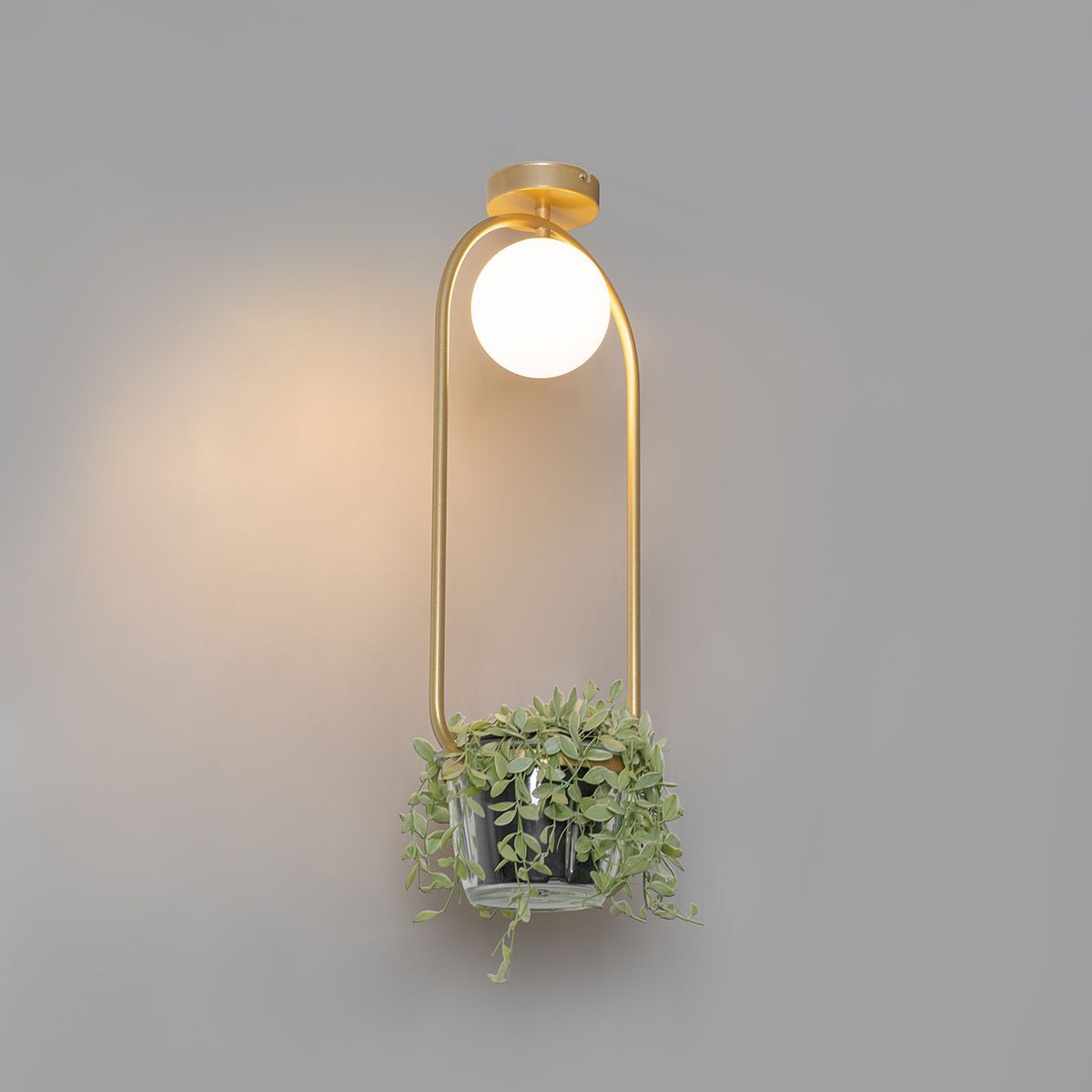 Art deco plafondlamp goud met wit glas - Isabella