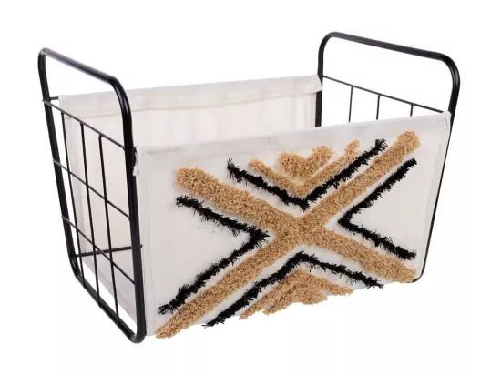 Panier de rangement en métal et tissu 46x33x23/33