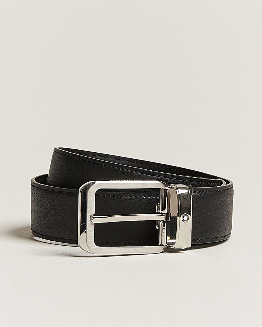 Montblanc Black 35 mm Leather belt Black