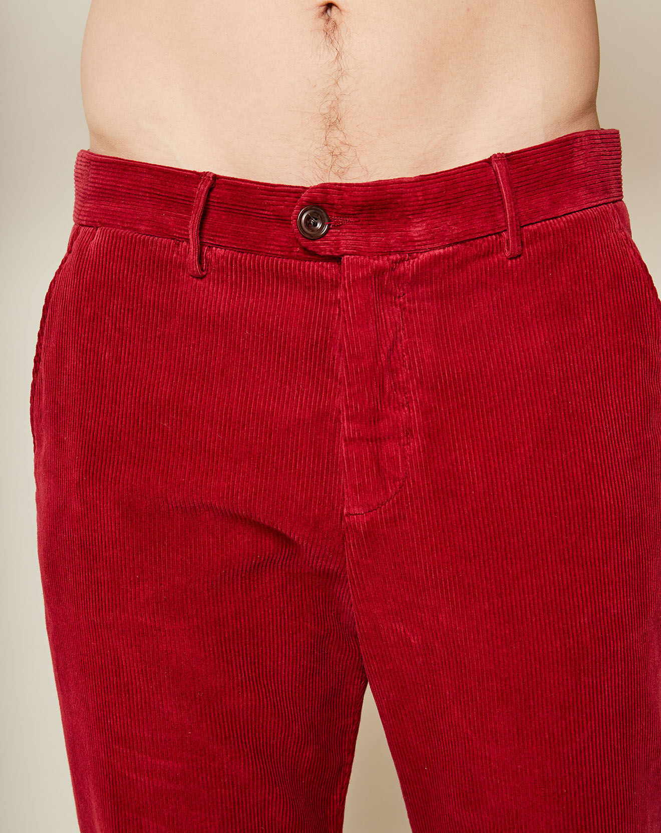 Hartford Pantalon Tobby en Velours côtelé rouge