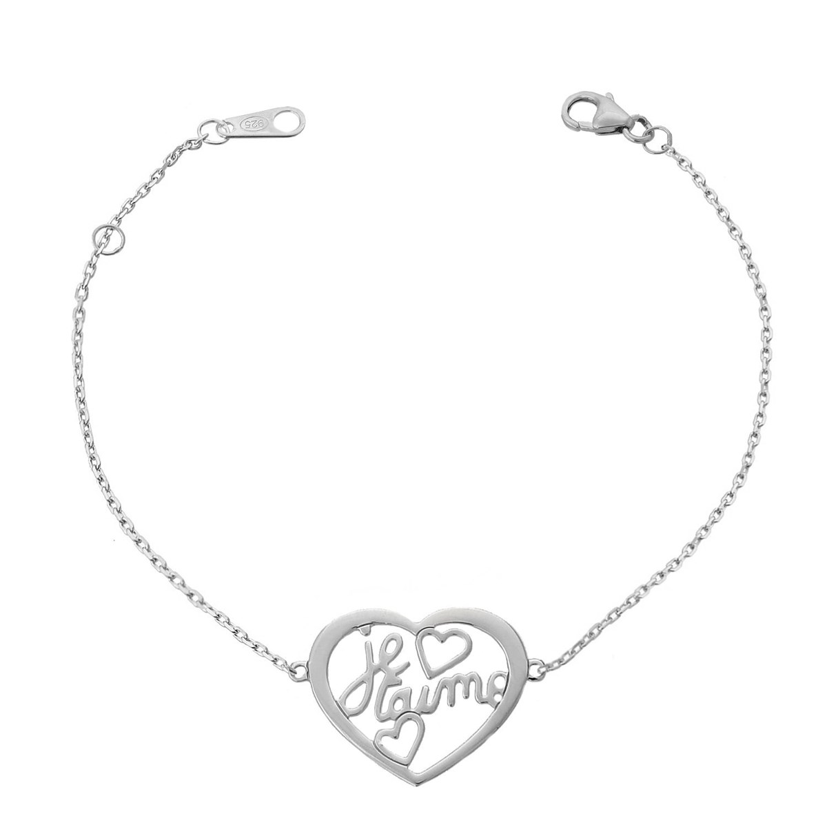 Bracelet coeur ajouré message Je t'aime Argent 925 Rhodié