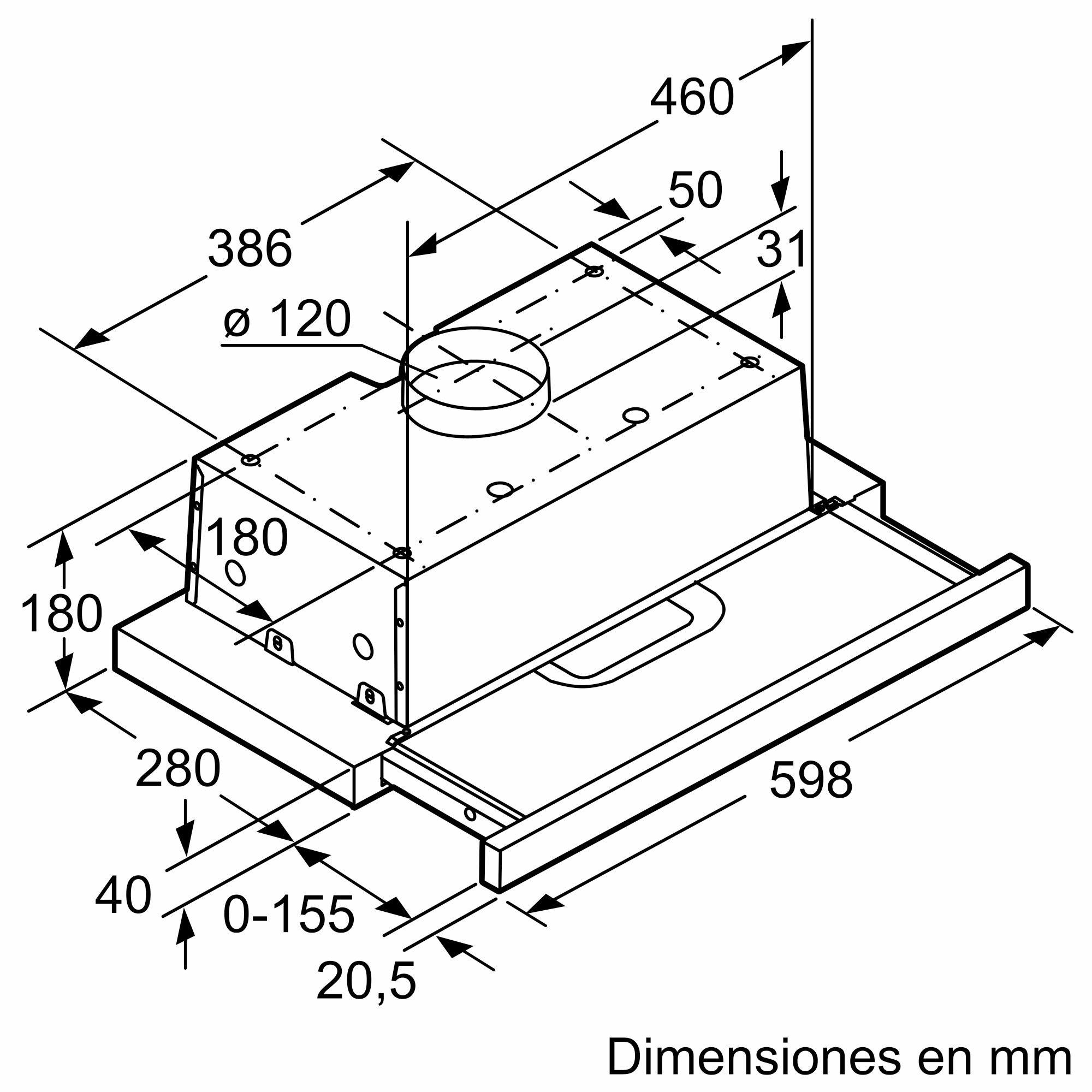 Capuz telescópico Série 4 60 cm Prata DFT63AC50