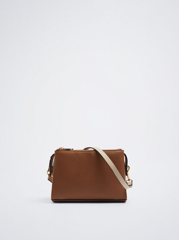 Bolsa de ombro com blocos de cores - Marrom