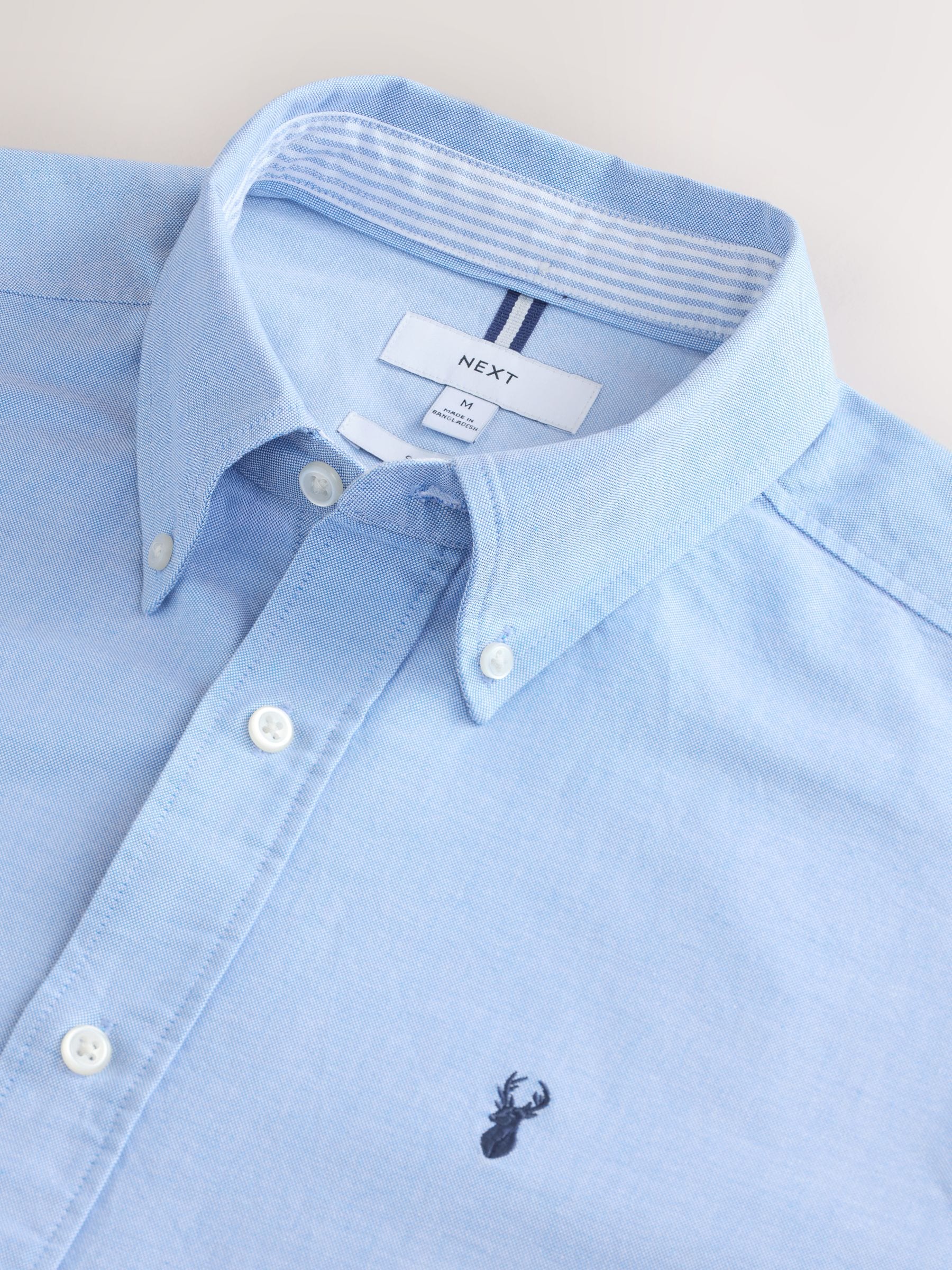 Lichtblauw - Slim Fit - Oxford-hemd met lange mouwen