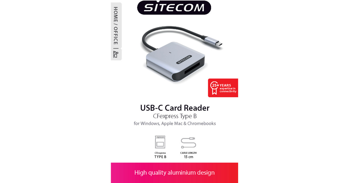 SitecomUSB-C kaartlezer Compact Flash Express type B  (Grijs/zwart)