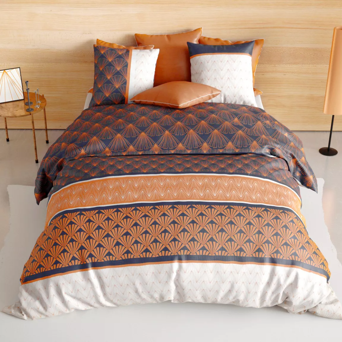 Housse de couette et deux taies coton (260 x 240 cm) Toffee Beige