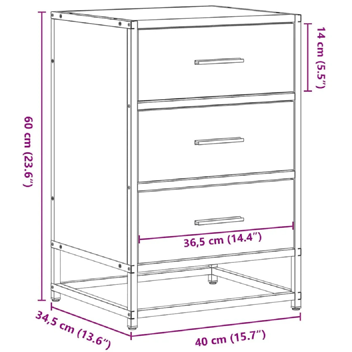 vidaXL Table Chevet - Chêne sonoma