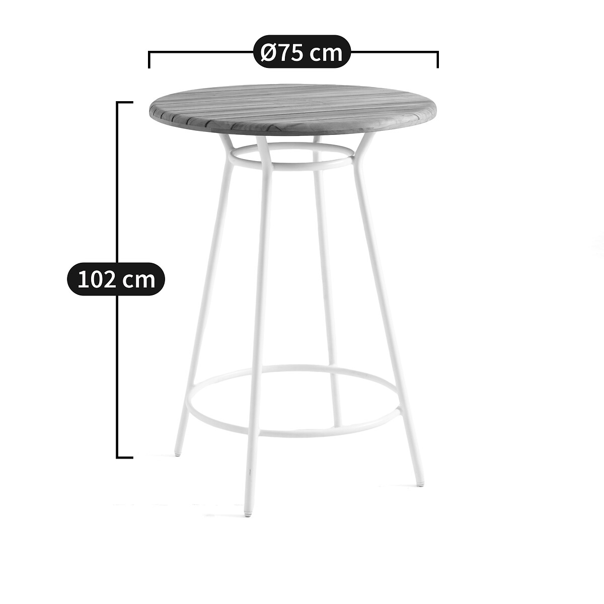 LA REDOUTE INTERIEURS<br>Mesa alta para jardim em alumínio e teca, Chassagne