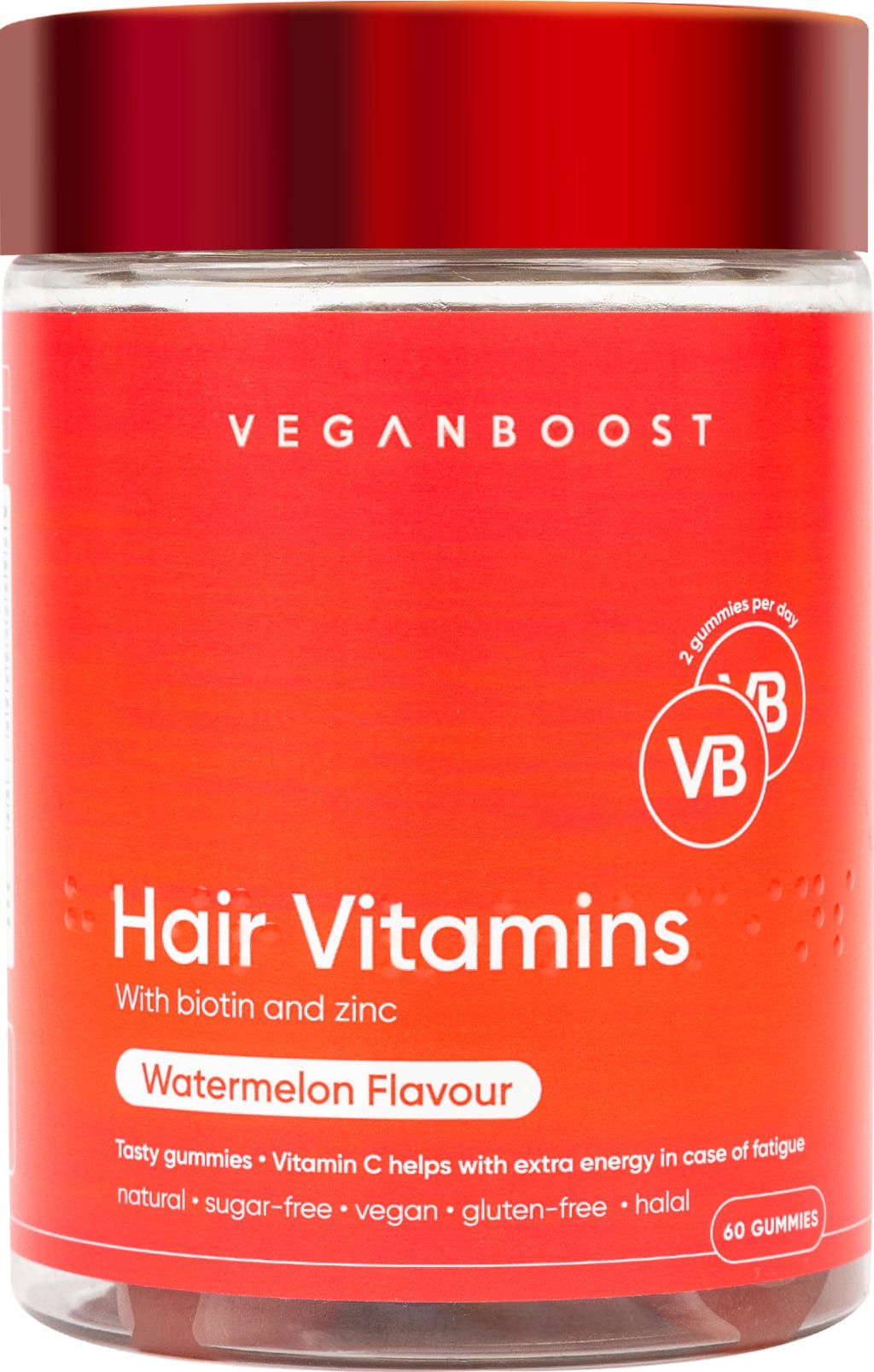 Veganboost  Haar Vitamin-Gummibärchen, Wassermelone (60 Gummies)