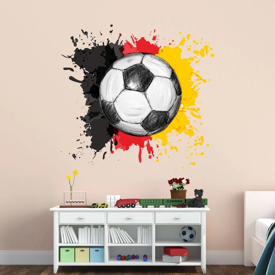 Nikima Wandtattoo 110 Wandtattoo Fussball Deutschland Fahne Flagge schwarz rot gold schwarz