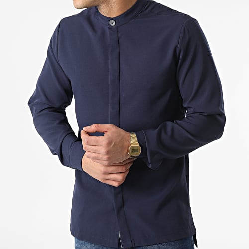 Chemise Manches Longues Col Mao 22005 Bleu Marine