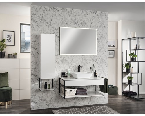Wastafelmeubel FACKELMANN New York BxHxD 108,5 x 43 x 47,5 cm Frontkleur wit hoogglans 84913